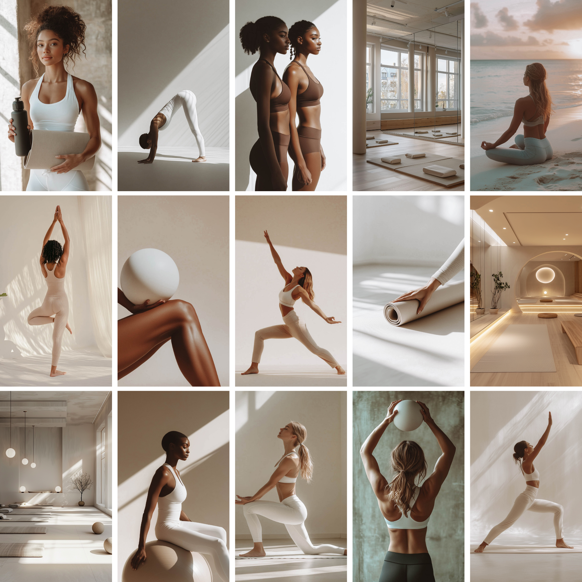 Master Resell Rights Pilates and Yoga stock photo bundle with 130 high-quality images perfect for wellness brands.
