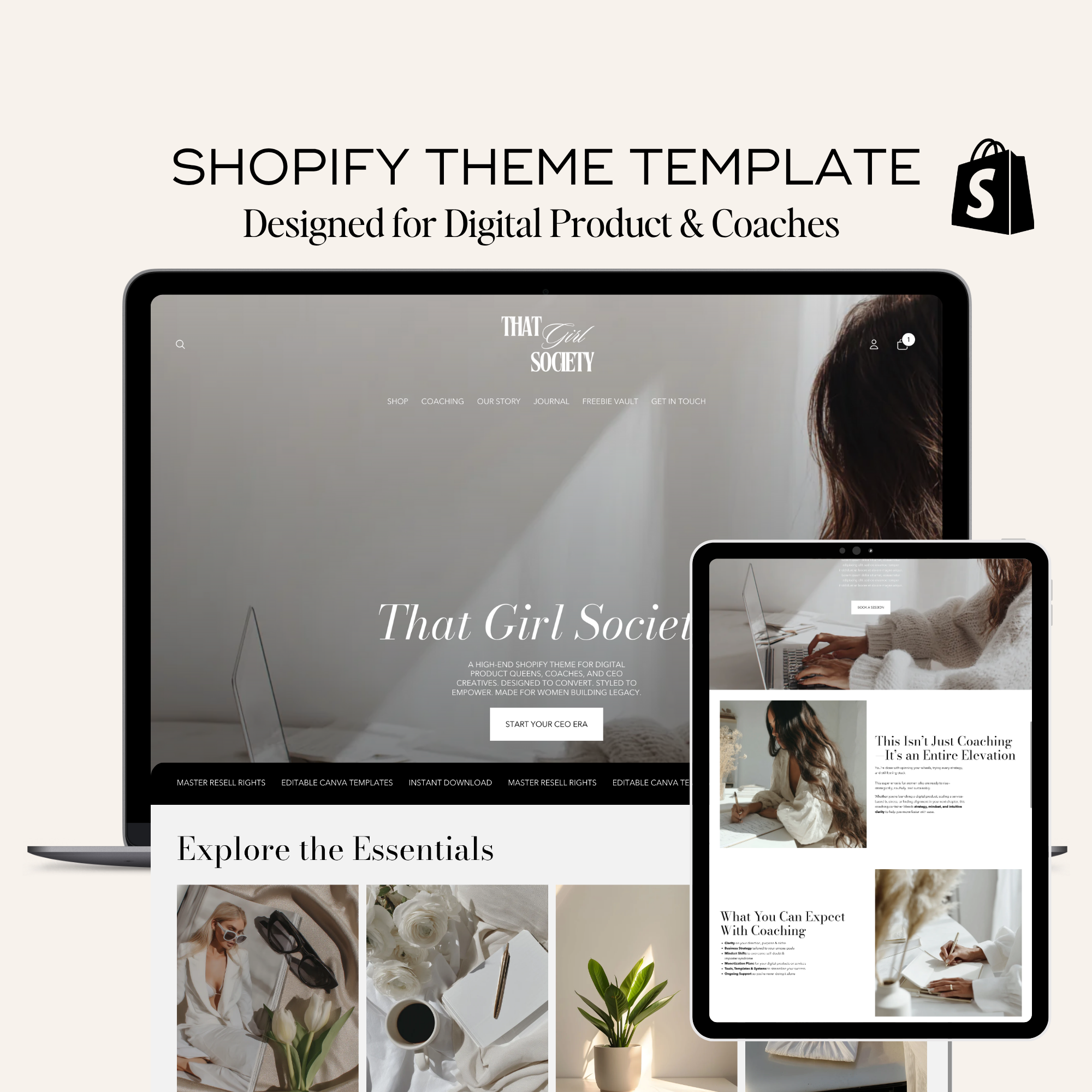 Digital Product Shopify Website Template - Elevate Her Agency