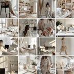 Grid preview of Girl Boss faceless stock images, showcasing elegant office setups, fashion, and workspace aesthetics for entrepreneurs.