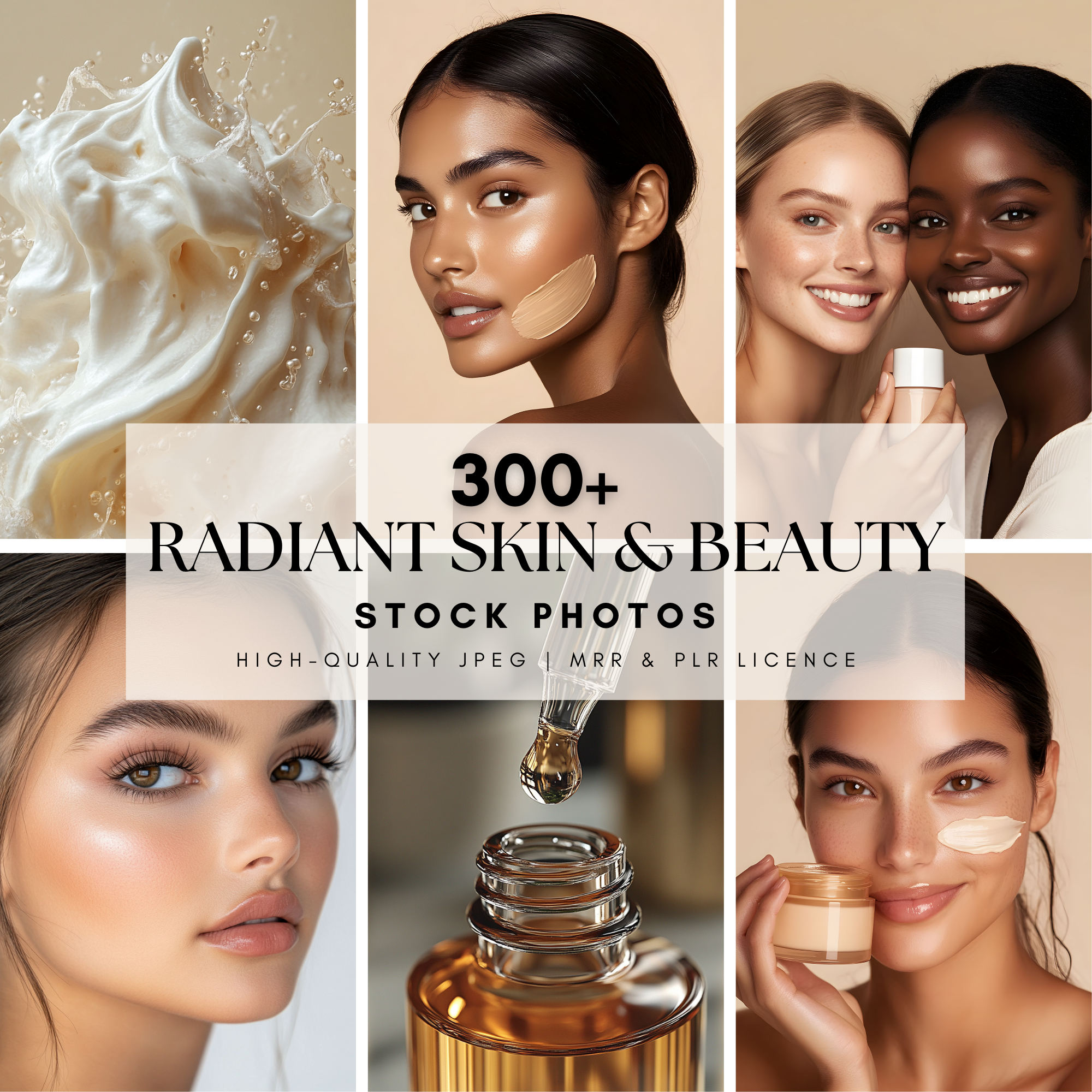 Collection of 300+ radiant skin and beauty stock images featuring glowing skincare routines, beauty products, and natural elegance for beauty brands.