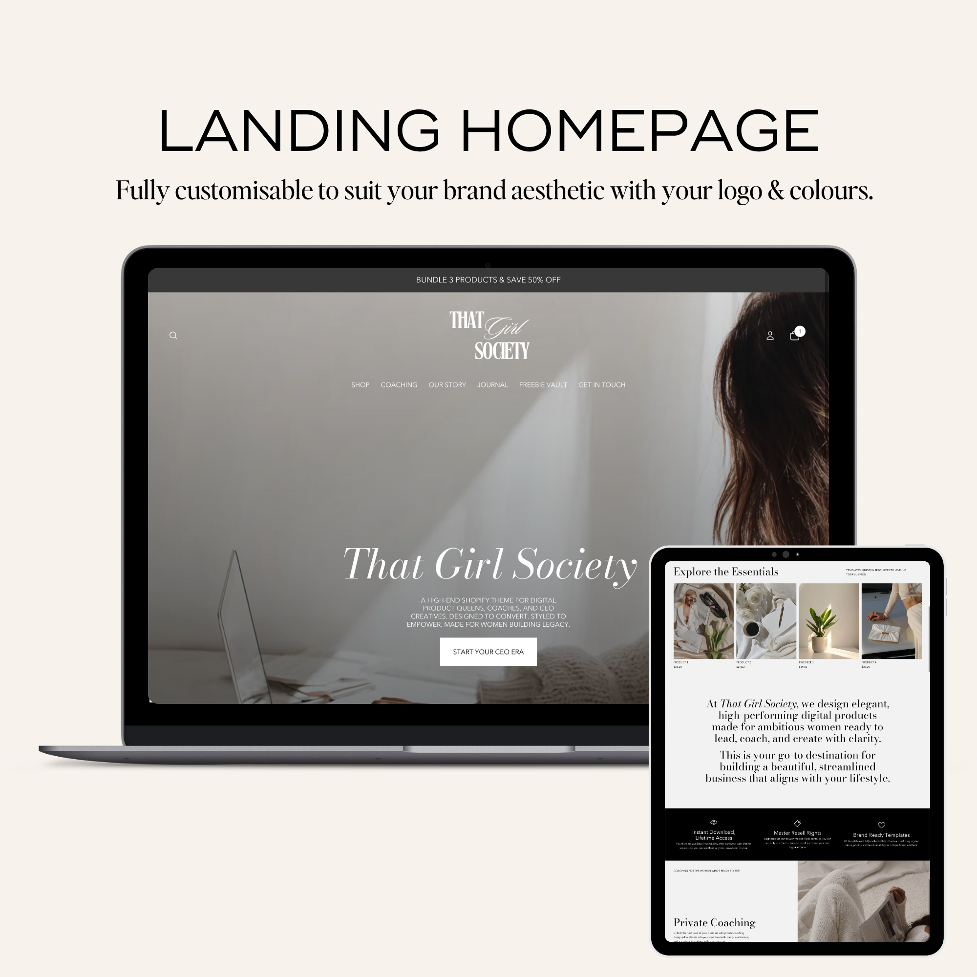 Digital Product Shopify Website Template - Elevate Her Agency