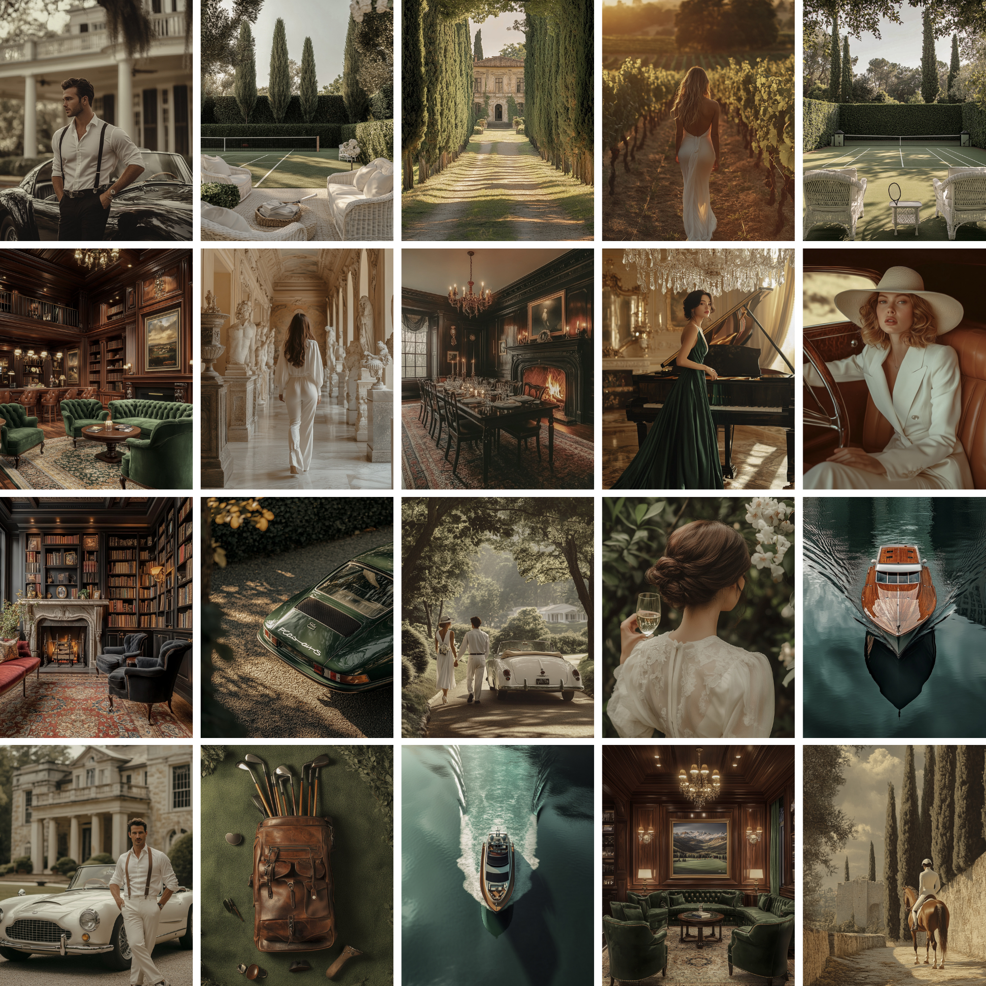 Expanded preview of 45 Old Money Aesthetic Images Collection with luxury lifestyle scenes, ideal for social media, ebooks, and branding visuals.