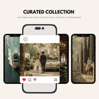 Curated Collection of Old Money Aesthetic Images displayed on smartphones, featuring luxury scenes for premium branding and social media content.