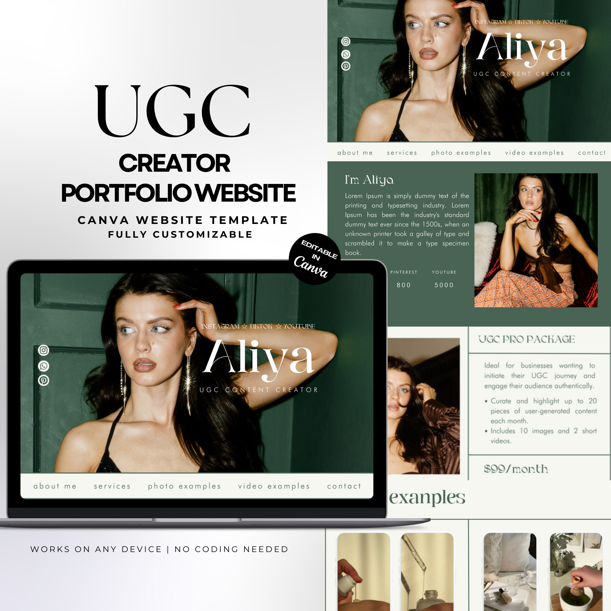 Luxury UGC portfolio website with a sophisticated layout for content creators and UGC professionals.