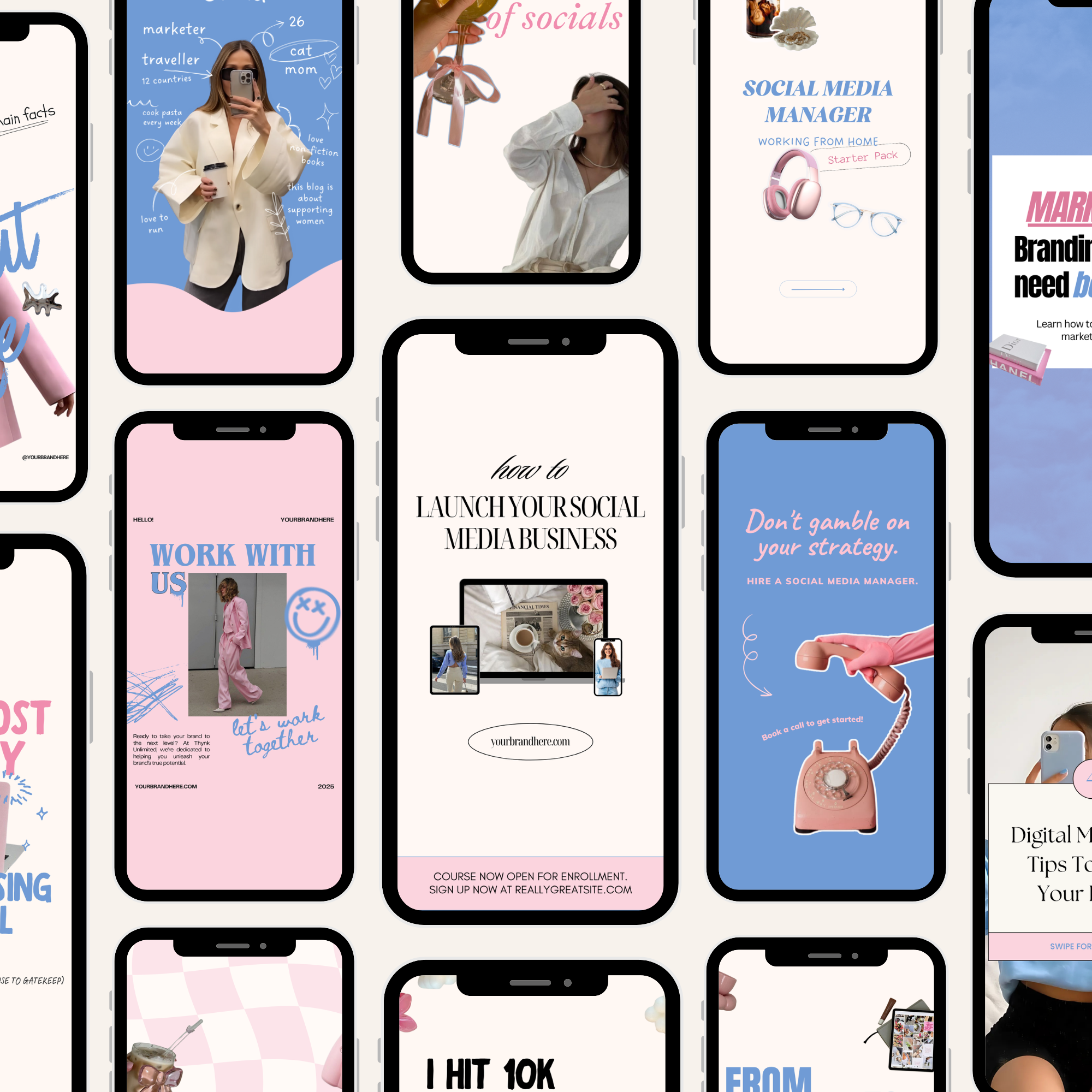 50 Social Media Manager Instagram Canva Templates