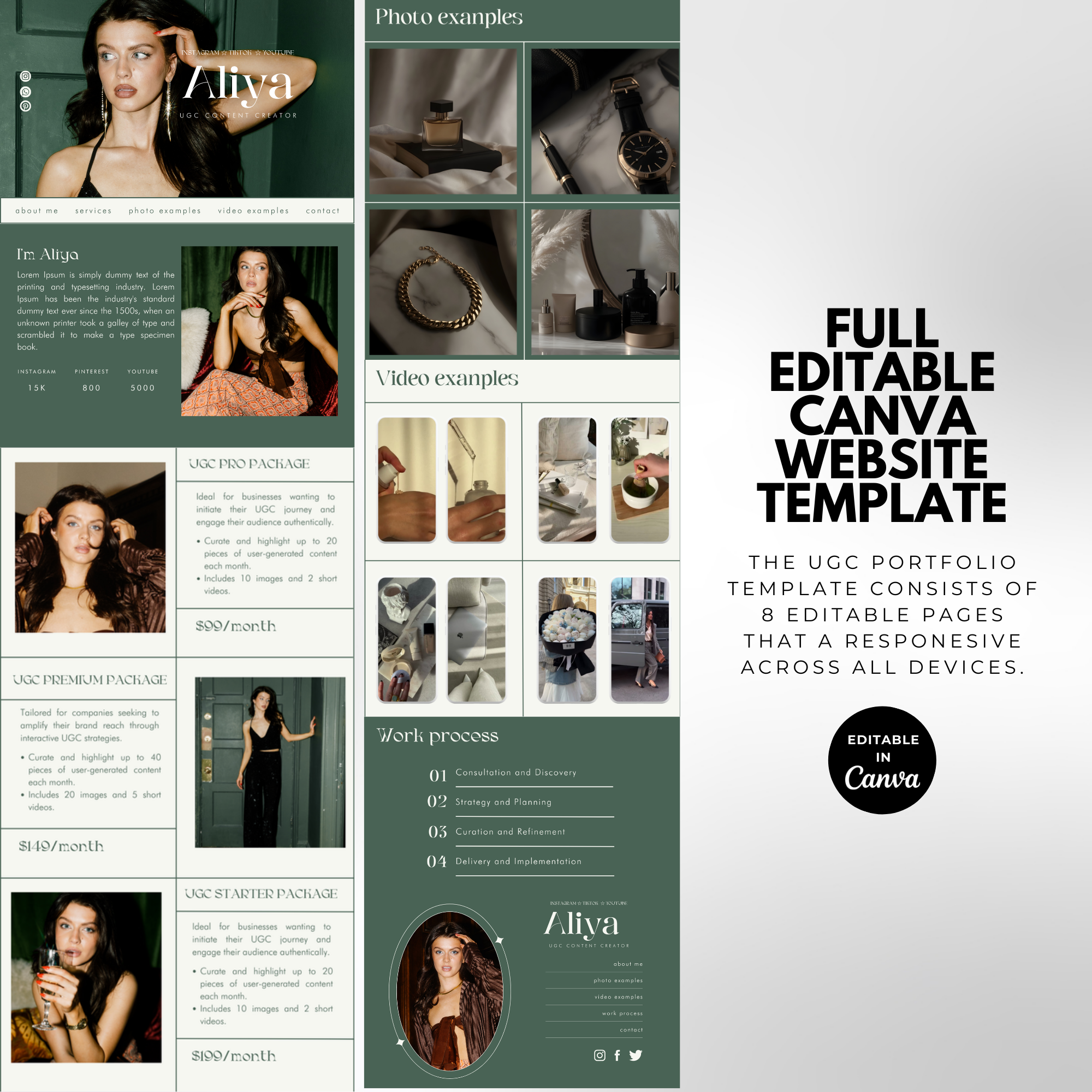 Luxury UGC portfolio website design, perfect for influencers and content creators.