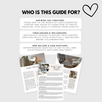 UGC Playbook for Beginners guide overview with sections for aspiring creators, freelancers, influencers, and MRR sellers. Includes sample pages.