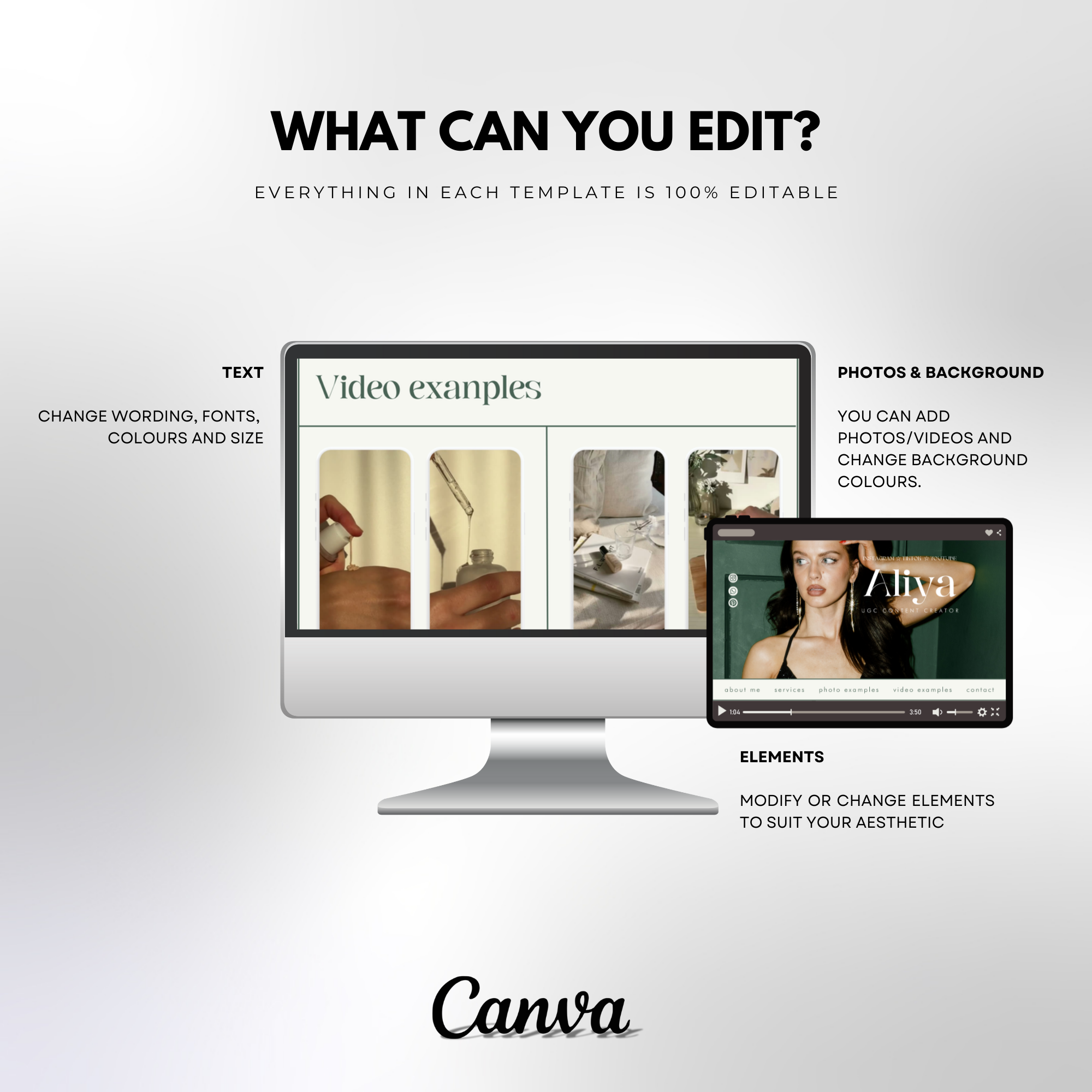 Customisable UGC portfolio website template with a high-end, modern aesthetic.