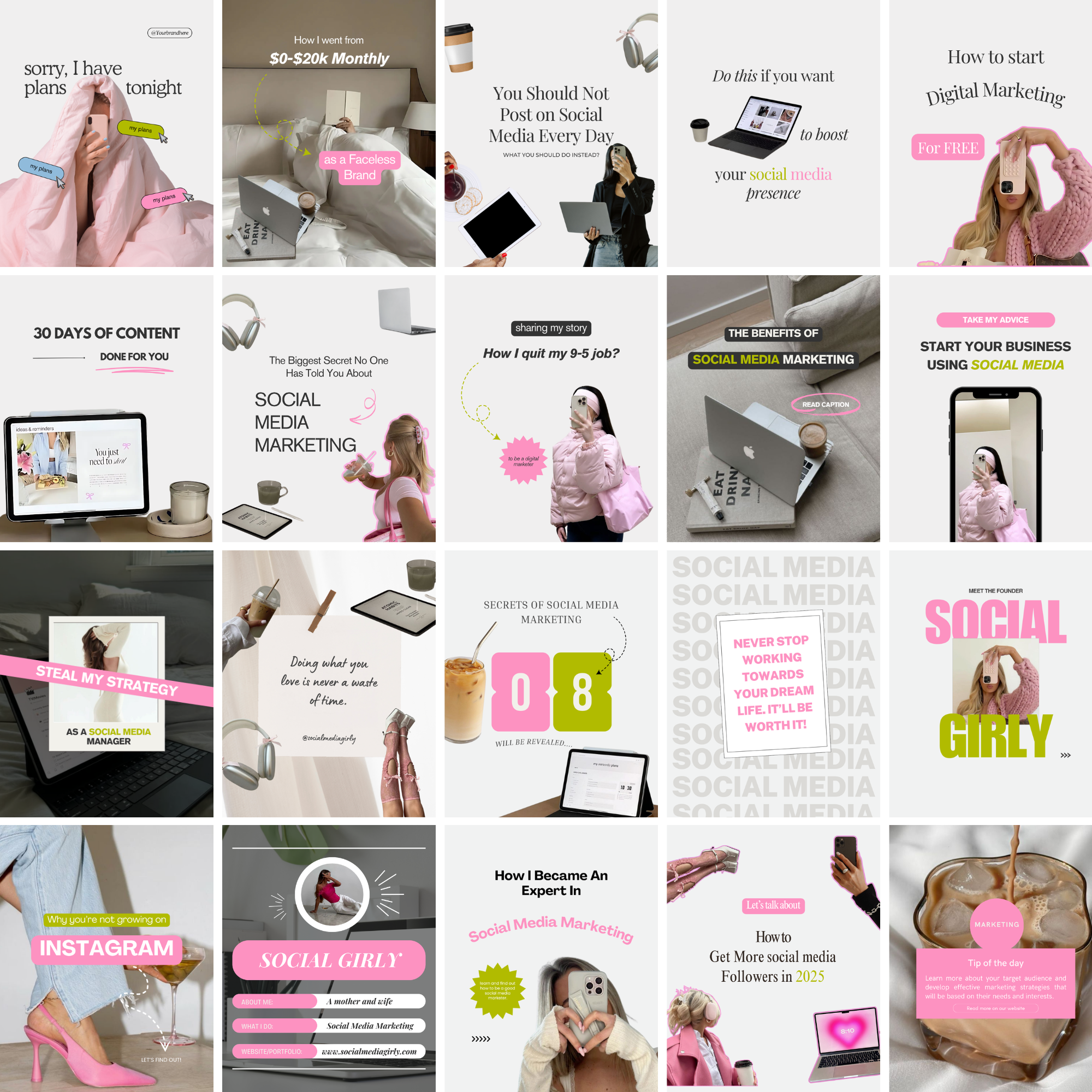 65 Girl Boss Instagram Template Bundle