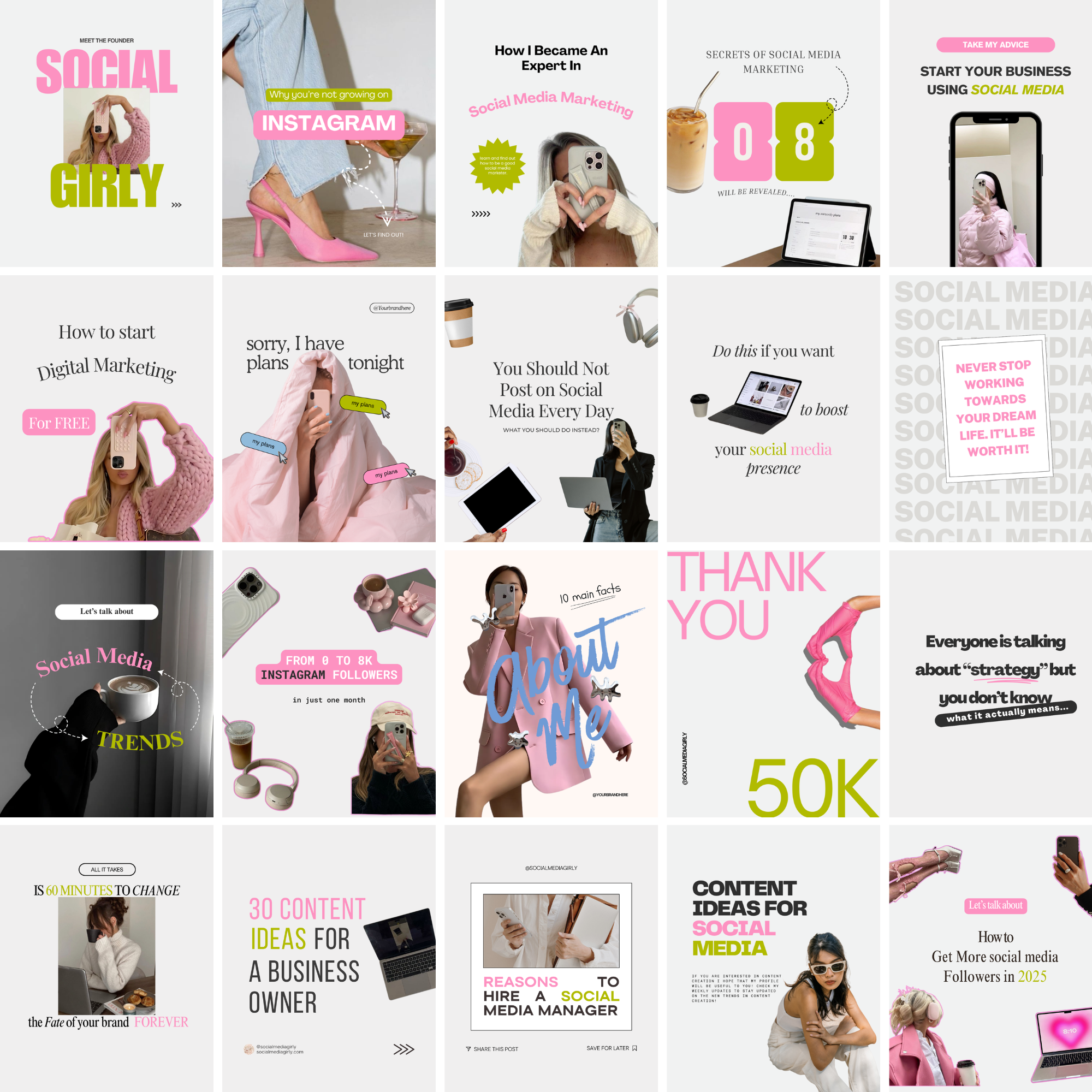 65 Girl Boss Instagram Template Bundle