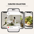 Health Wellness Stock Images for Your Brand shown on mobile screens with curated visuals like yoga, avocado toast, and wellness routines.