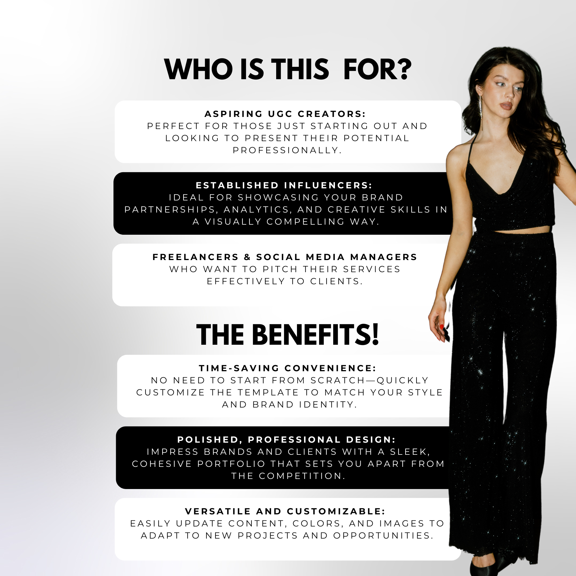 UGC Portfolio Template - Customized Digital Product | Canva Edit ideal for aspiring creators, freelancers, and social media managers to pitch services.