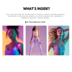 Preview of 30 pastel fitness stock images showcasing women in workout attire, perfect for social media, digital marketing, and website design.