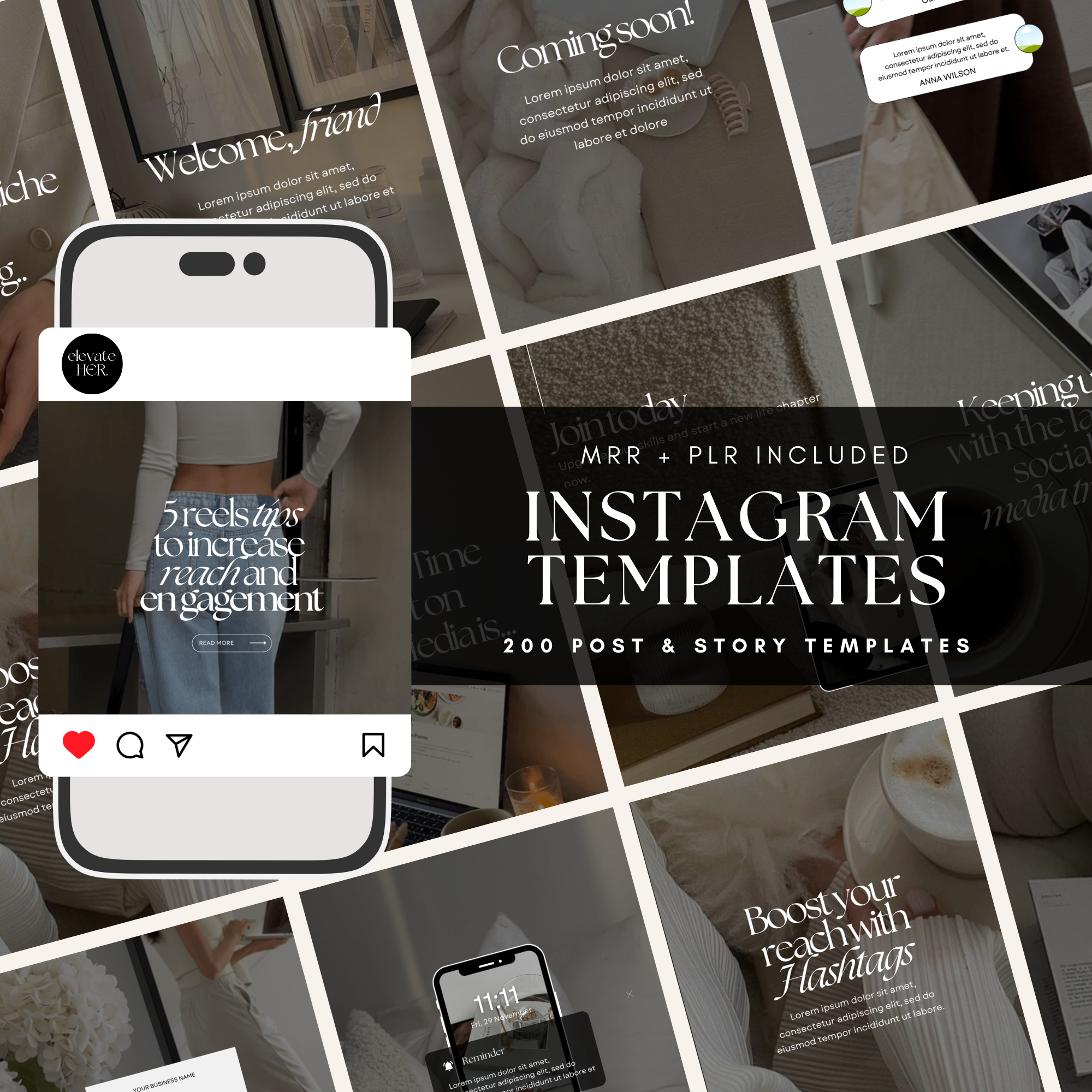 200 Social Media Marketing Templates - Elevate Her Agency