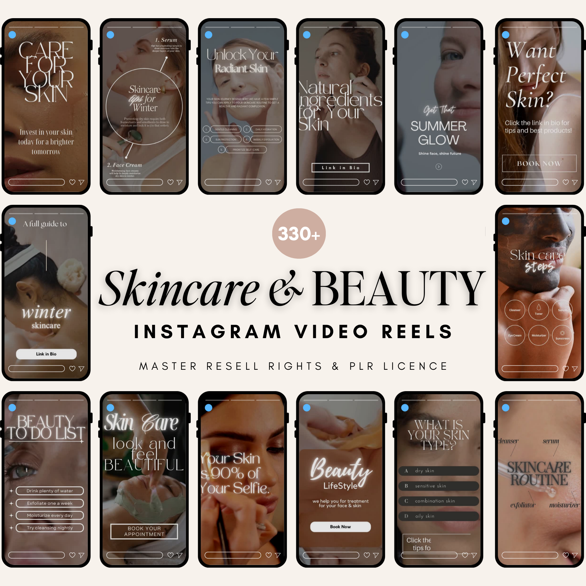 330 Skincare Reels & Stock Photos Bundle